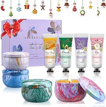 Birthday Gifts for Women Friends, Scented Candles & Hand Cream Lotion Travel Gifts Set for Women, Personalized Birthday Gifts for Best Friend Mom Sister Wife, Thank You Gifts Christmas Gifts for Her