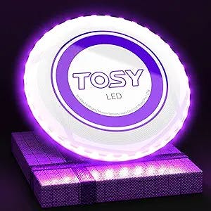 TOSY 36 and 360 LEDs Flying Disc - Extremely Bright, Smart Modes, Auto Light Up, Rechargeable, Patent-Pending, Perfect Birthday & Camping Gift for Men/Boys/Teens/Kids, 175g frisbees