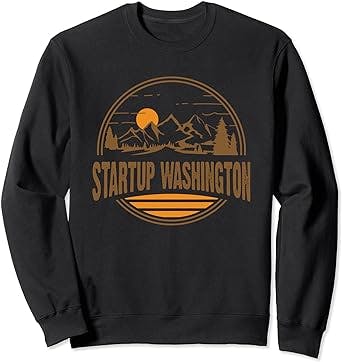 Vintage Startup, Washington Mountain Hiking Souvenir Print Sweatshirt