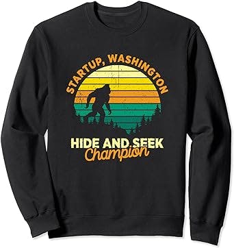 Bigfoot Meets Fashion with the Retro Startup Washington Souvenir Sweatshirt